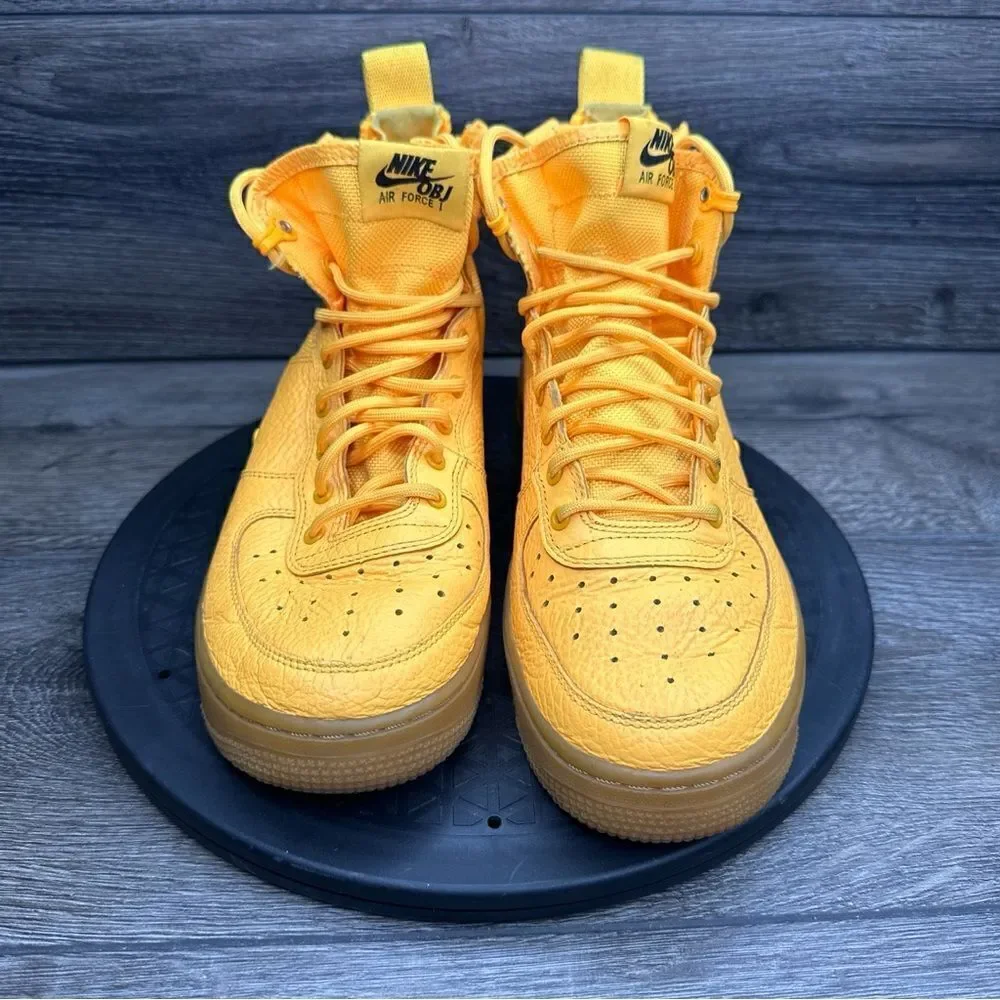 Nike SF AF1 Special Air Force Mid OBJ AJ0424-800 Size 7Y Yellow Women's Sz 9.5